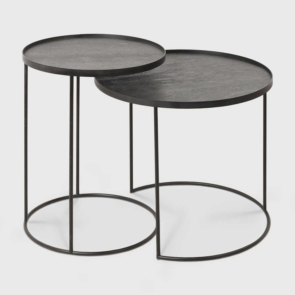 Ethnicraft | Tray Side Table | Set 19.5 x 19.5 x 26 / 24.5 x 24.5 x 22.5