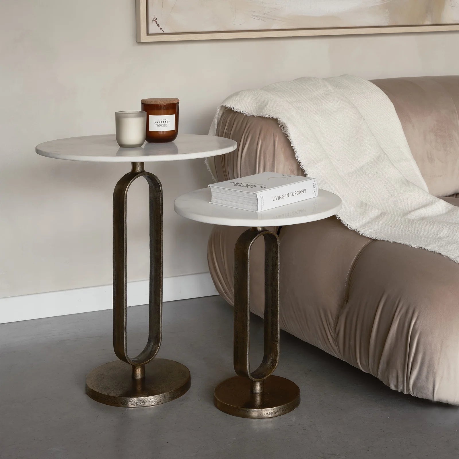 Irene Wilde Side Tables |Antique Brass, Marble