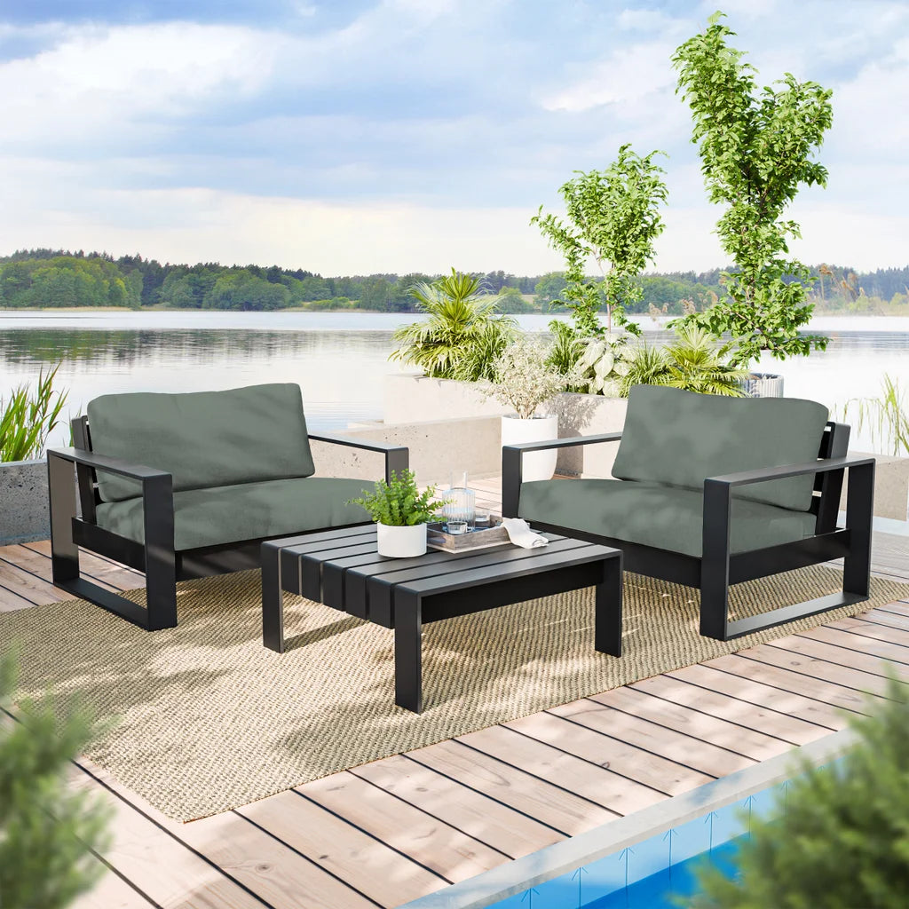 True North 3-Piece Patio Conversation Set w/ Covers |Green