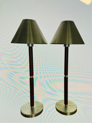 Ralph Lauren Leather Wrapped and Brushed Brass Tall Buffet Lamp