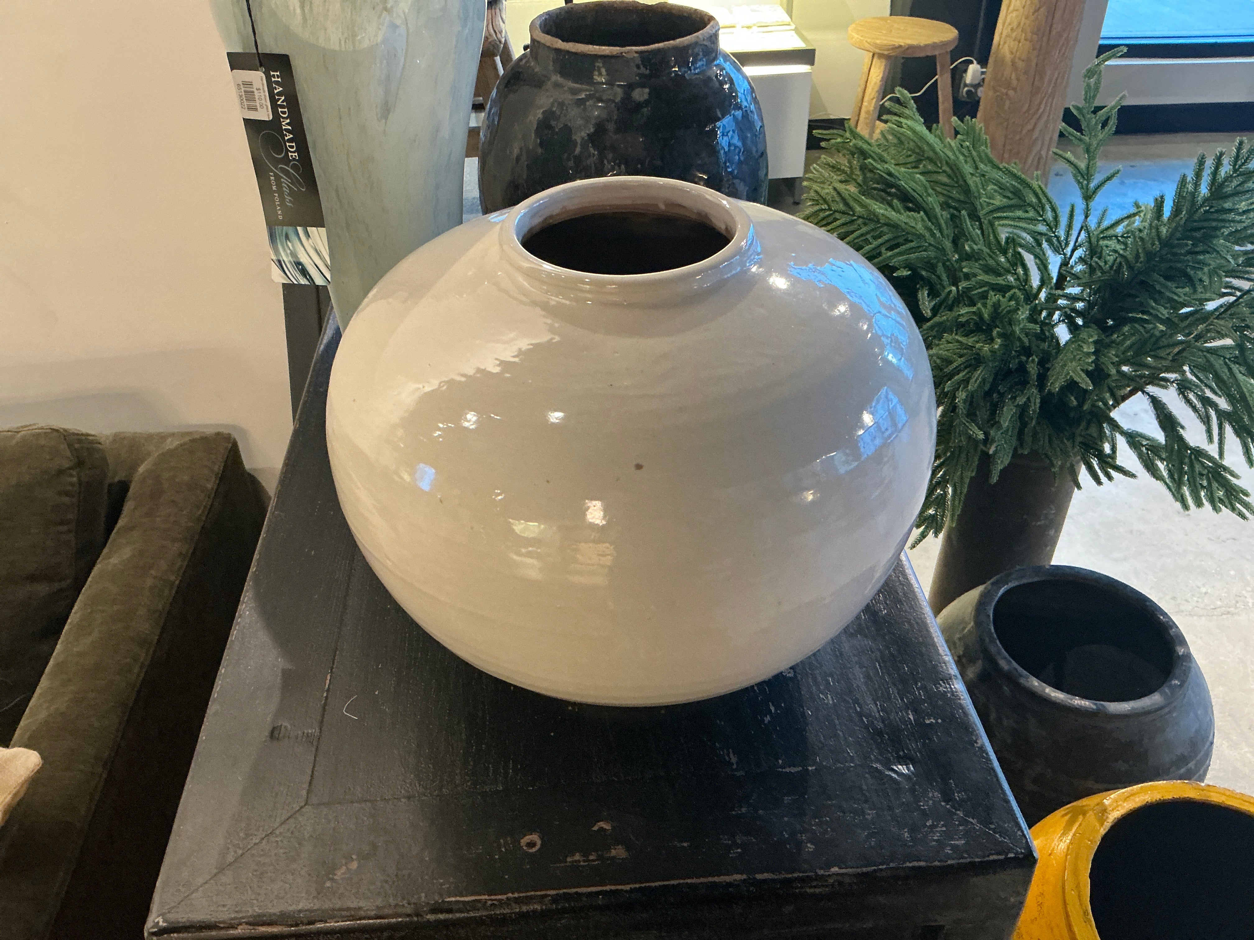 Cream Ceramic Glazed Pot