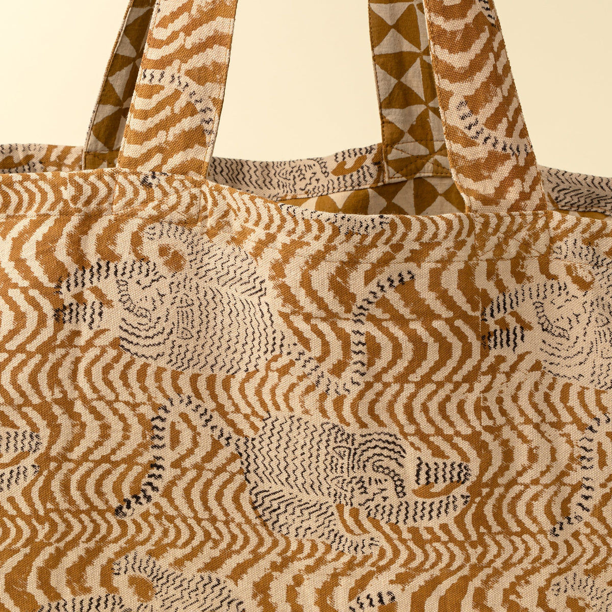 Taiga Block Print Tote |Ochre