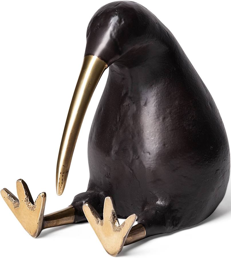 Kiwi Bird Figurine - Antique Brass