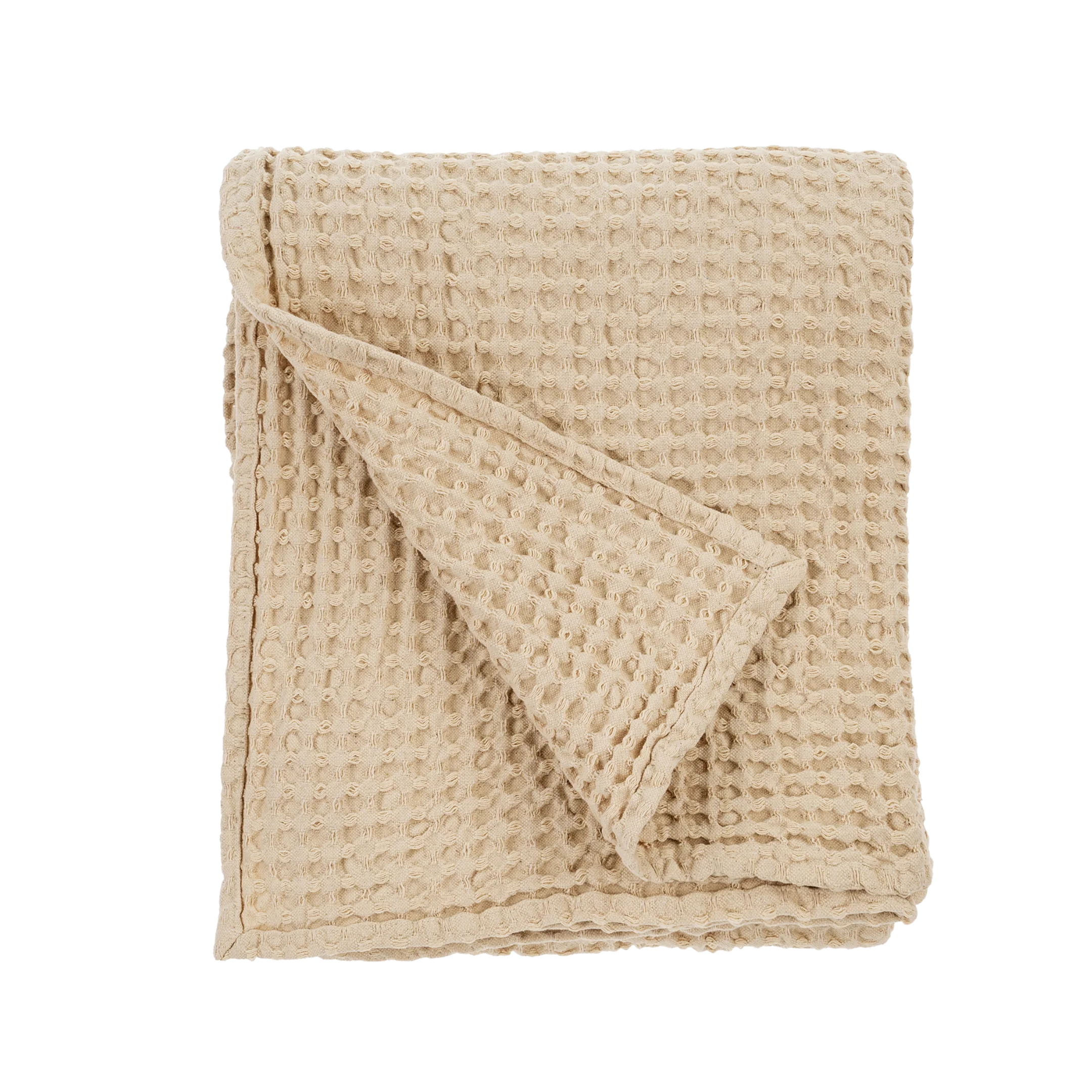 Stone Washed Waffle Throw -Cream