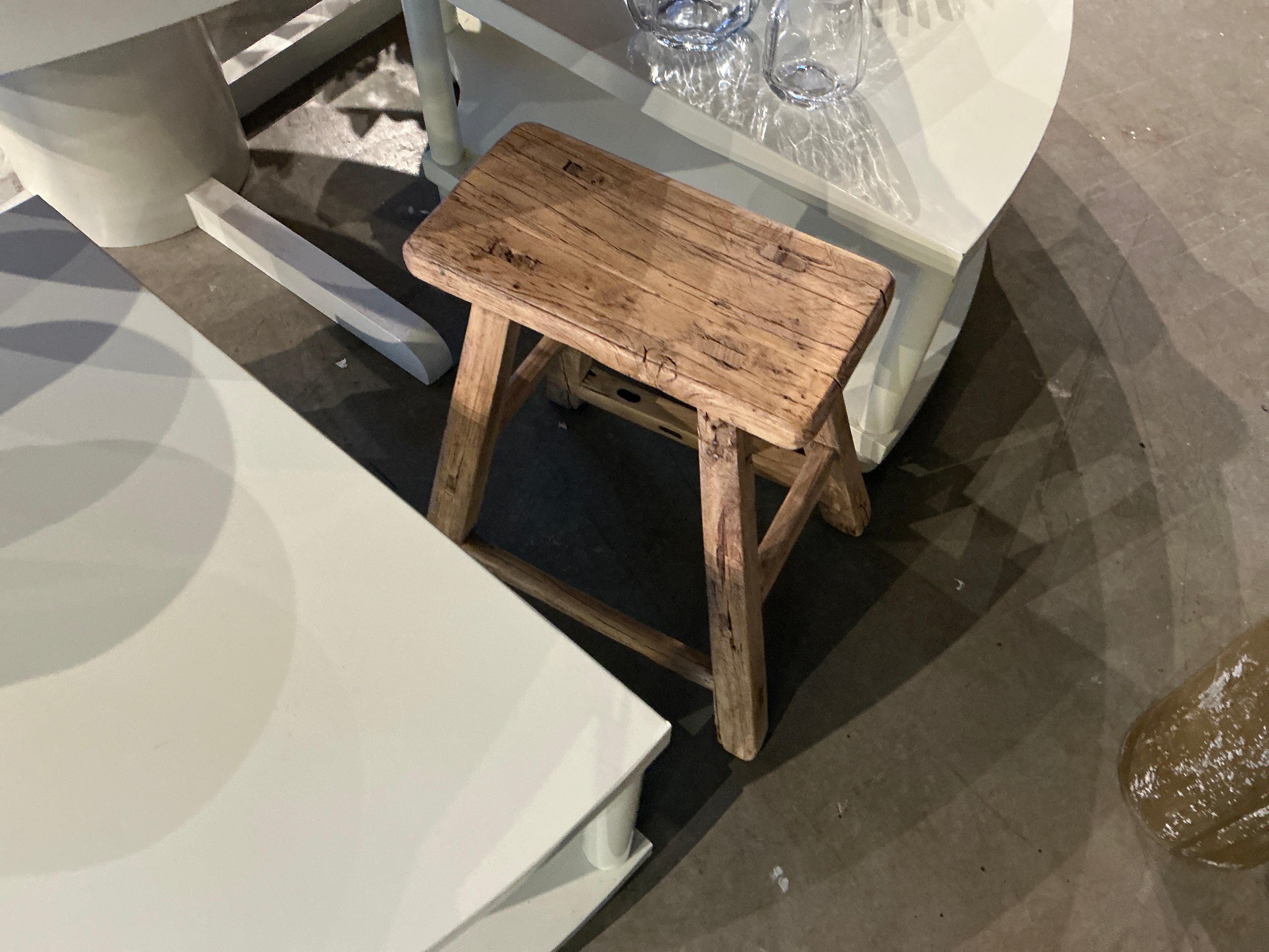 Vintage Square Elm Stool