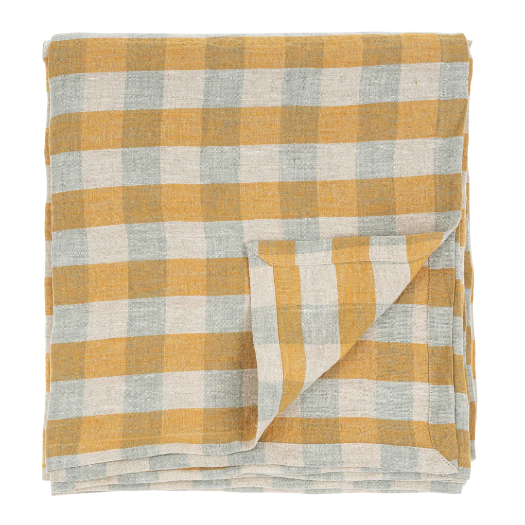 Linen Gingham Tablecloth -Yellow