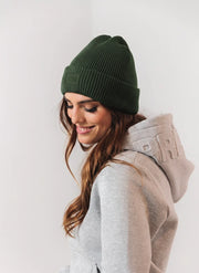 100% Merino Wool Beanie - Pine
