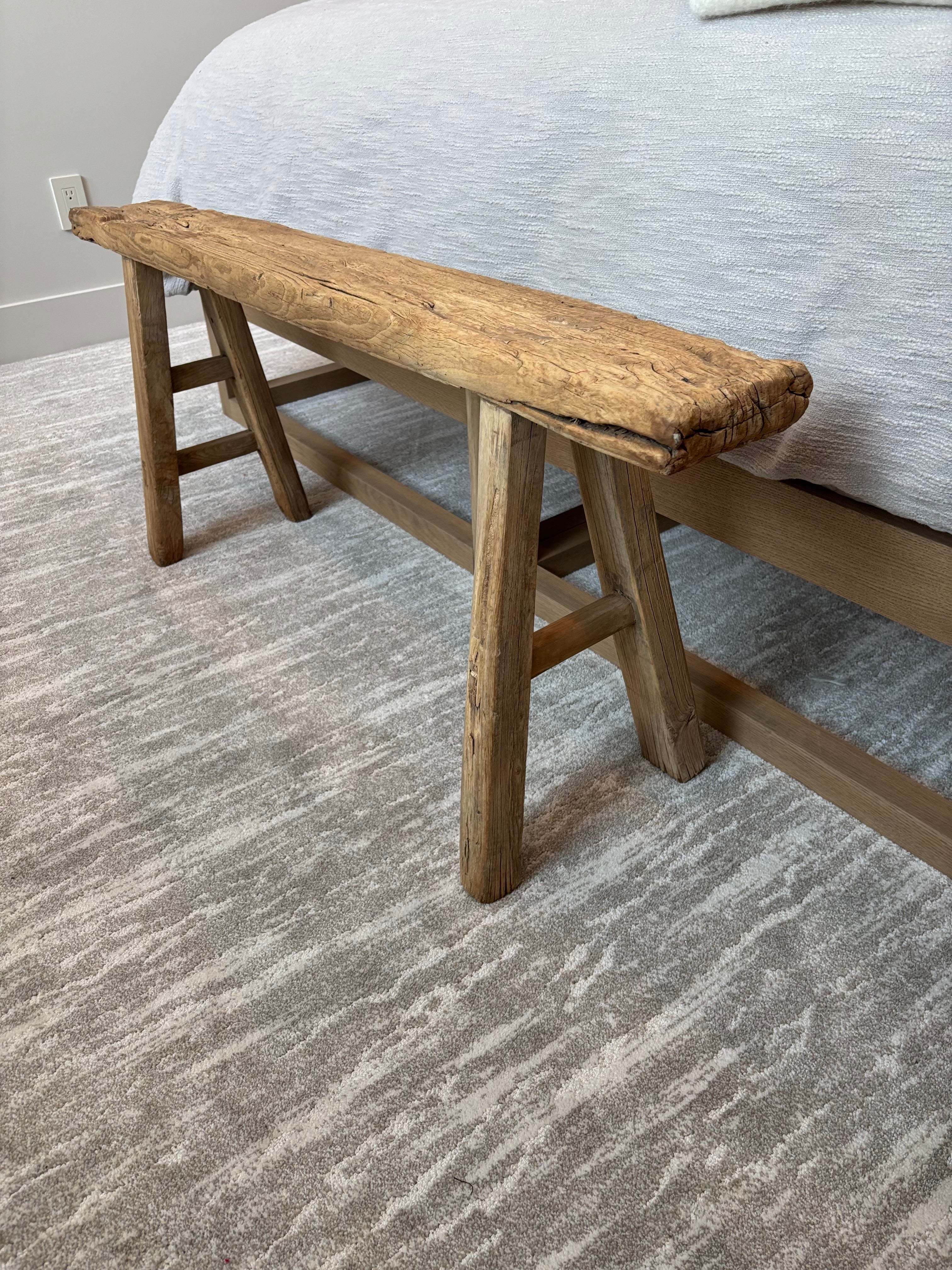 Vintage Reclaimed Wood Skinny Bench