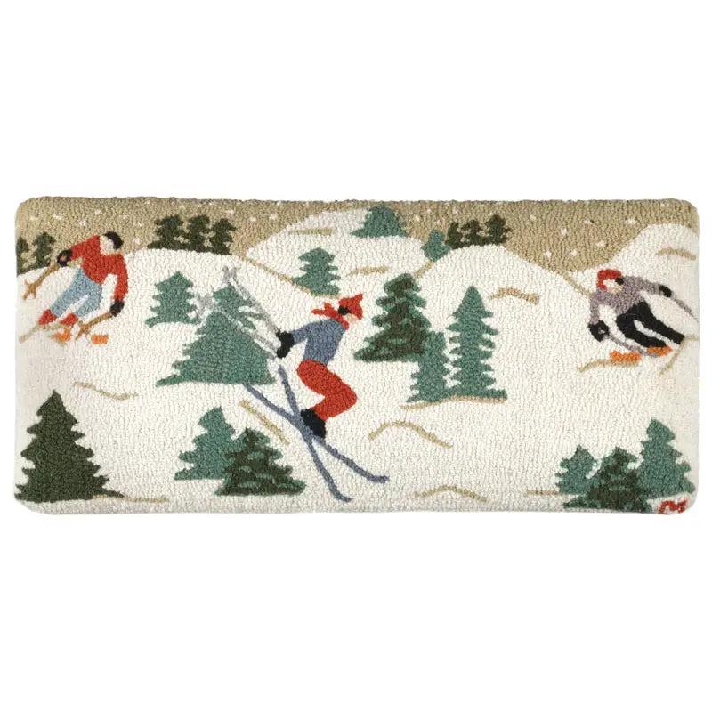 SKIER Hooked Wool Bench