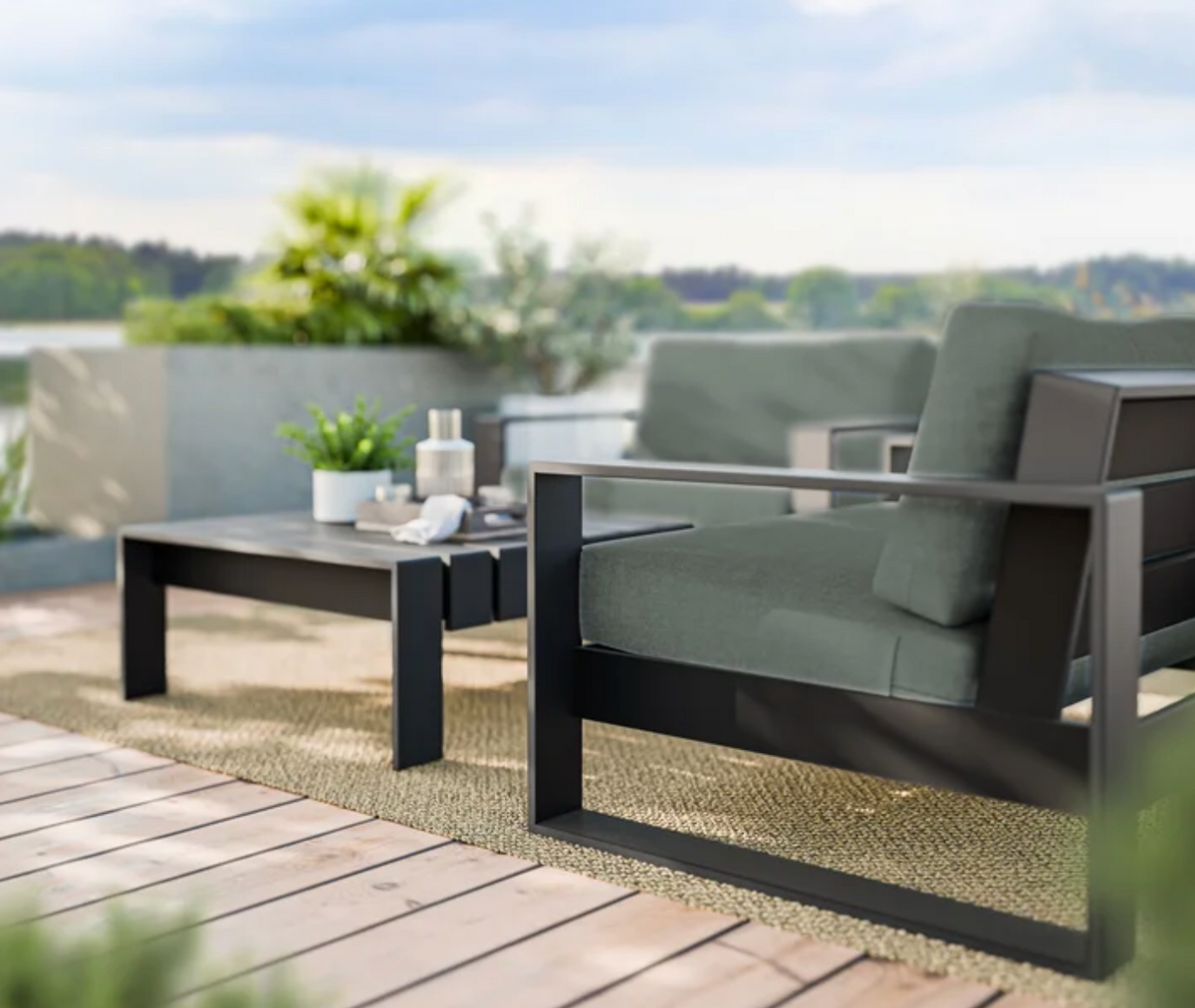 True North 3-Piece Patio Conversation Set w/ Covers |Green