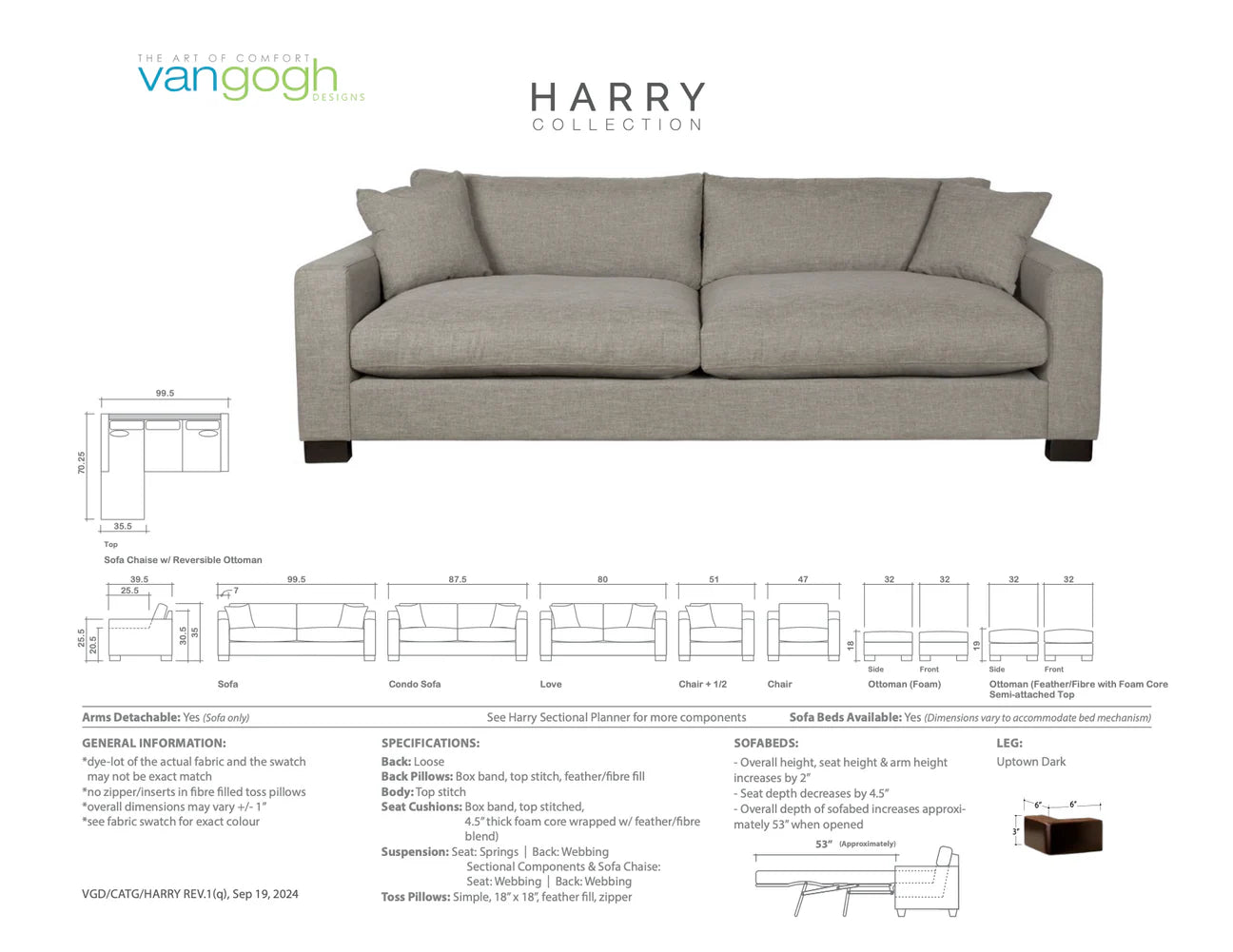 Harry Queen Sofa Bed -Custom