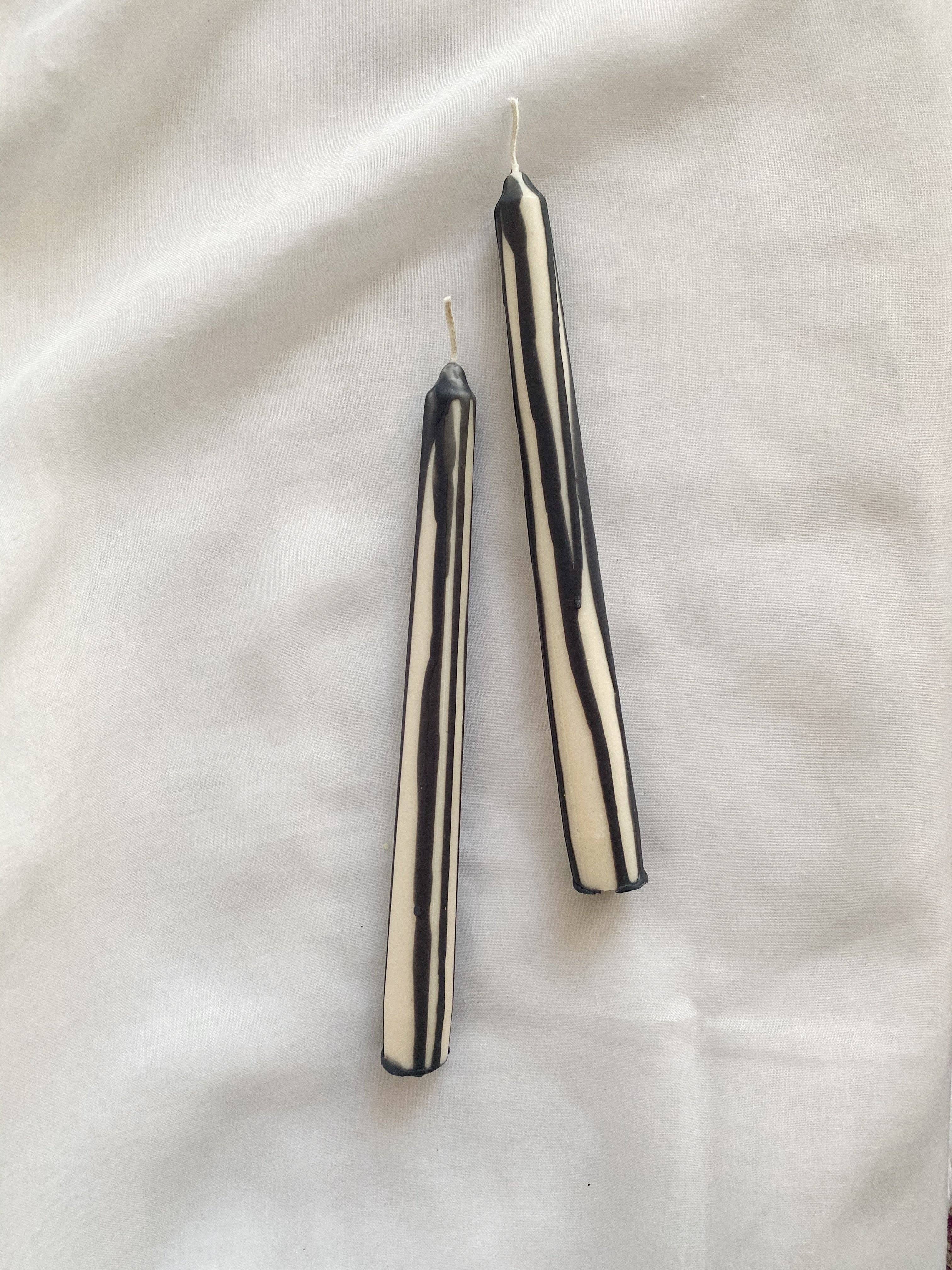 Charcoal Abstract Drip Candle sticks Set. Vegan, Soy.