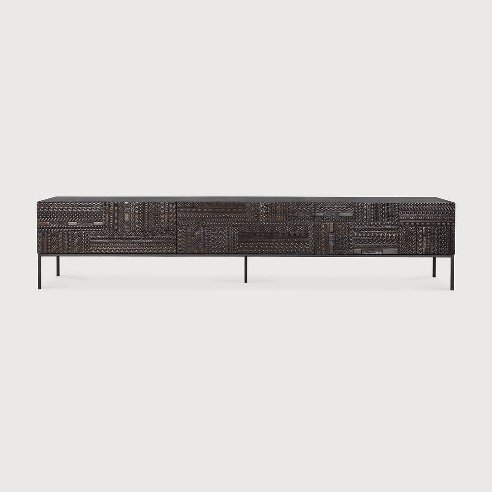 Ethnicraft | Tabwa TV Cupboard | 1 Flip-down Door | 2 Drawers 94.5 x 17.5 x 20