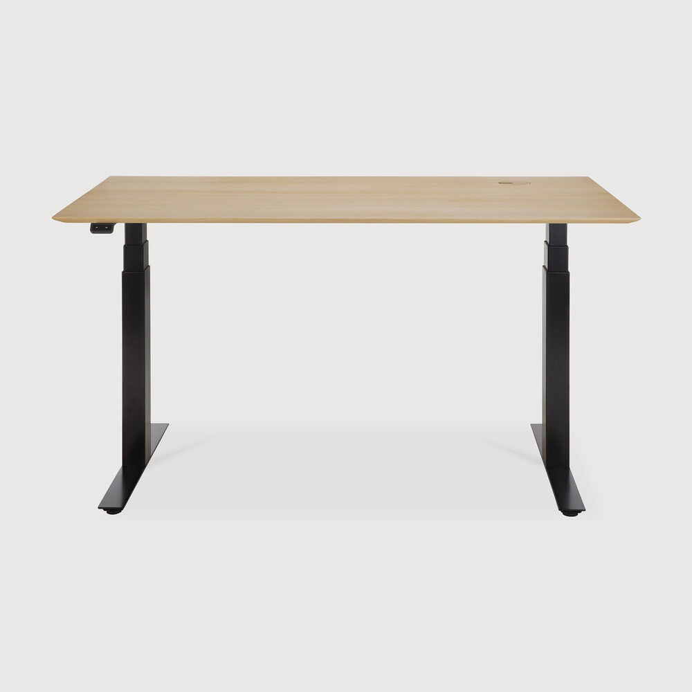 Ethnicraft | Bok Adjustable Desk with Cable Management 55 x 27.5 x 25/51
