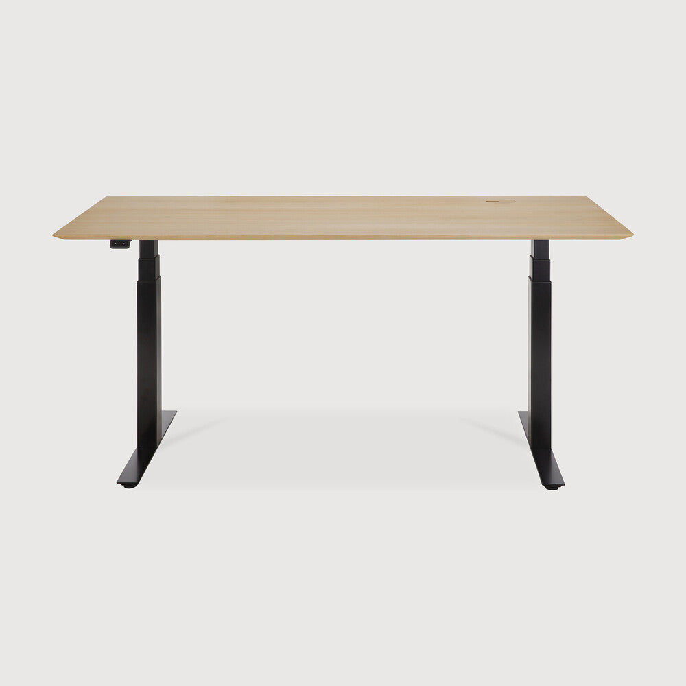 Ethnicraft | Bok Adjustable Desk with Cable Management 63 x 31.5 x 25/51