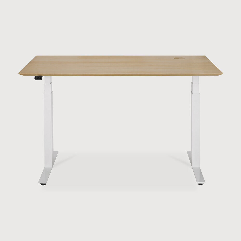 Ethnicraft | Bok Adjustable Desk with Cable Management 55 x 27.5 x 25/51