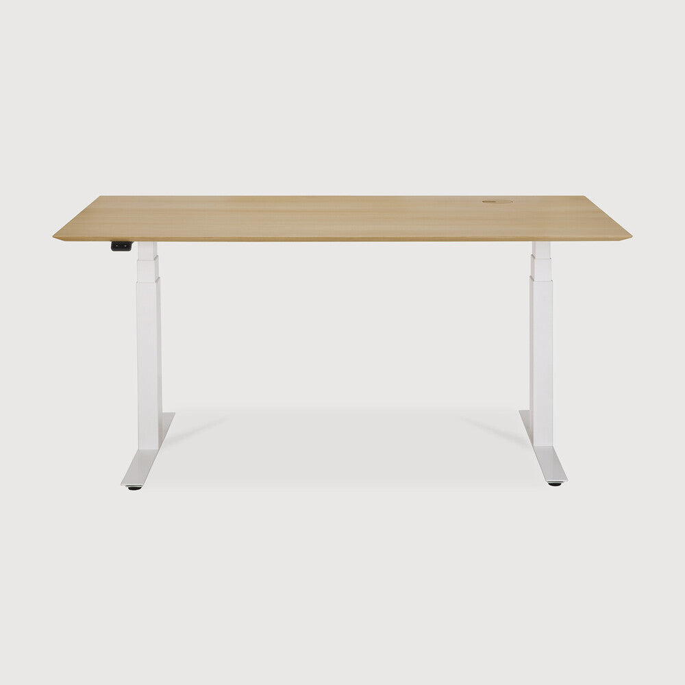 Ethnicraft | Bok Adjustable Desk with Cable Management 63 x 31.5 x 25/51