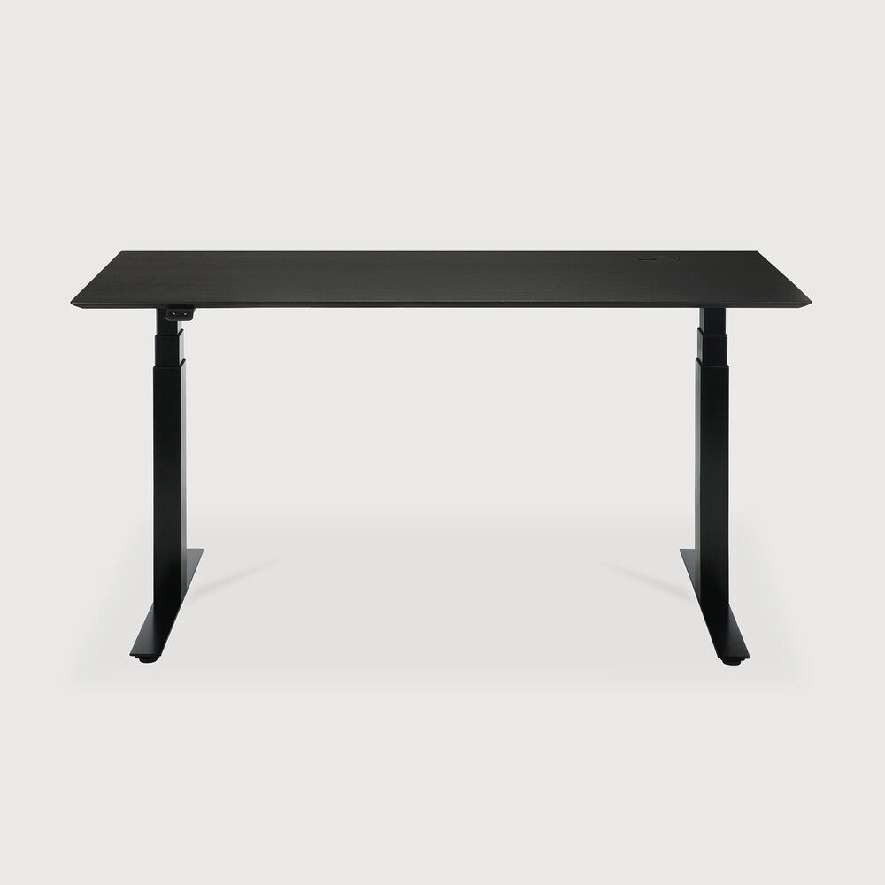 Ethnicraft | Bok Adjustable Desk with Cable Management 63 x 31.5 x 25/51