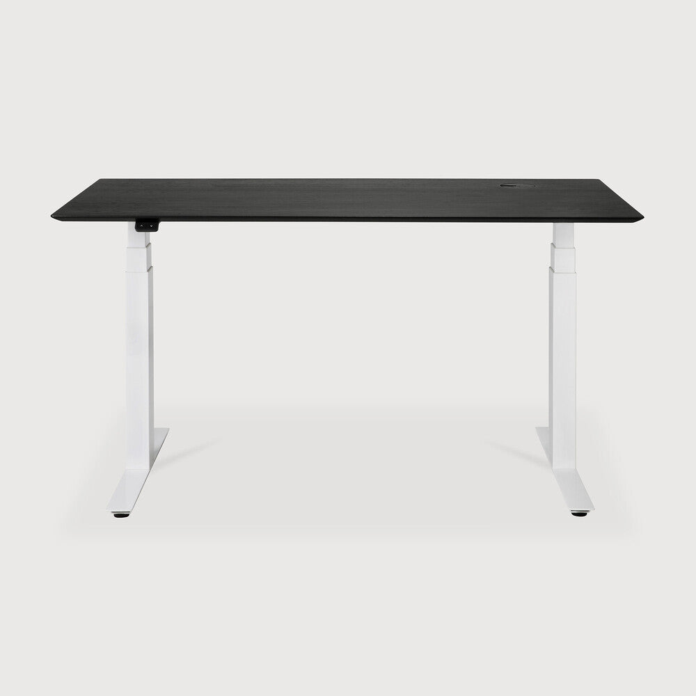 Ethnicraft | Bok Adjustable Desk with Cable Management 55 x 27.5 x 25/51