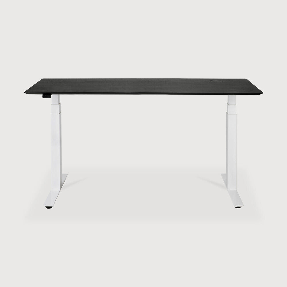 Ethnicraft | Bok Adjustable Desk with Cable Management 63 x 31.5 x 25/51