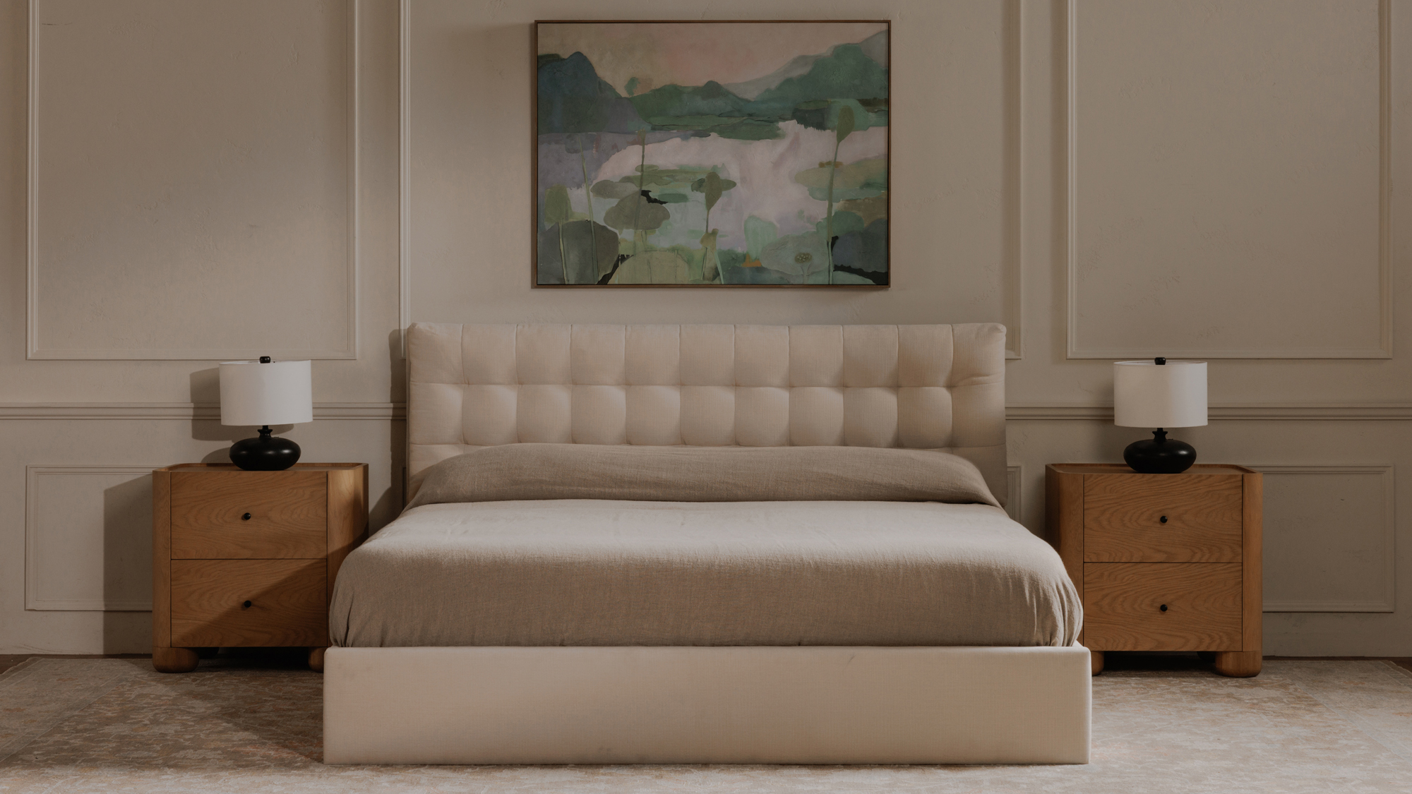 Sebastion Queen Storage Bed Cream